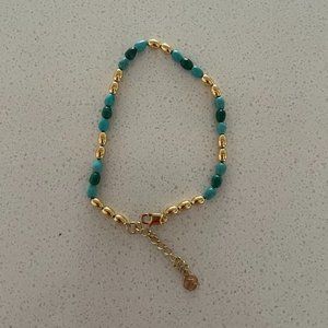 Mejuri Duo Beaded Bracelet gold and turquoise
